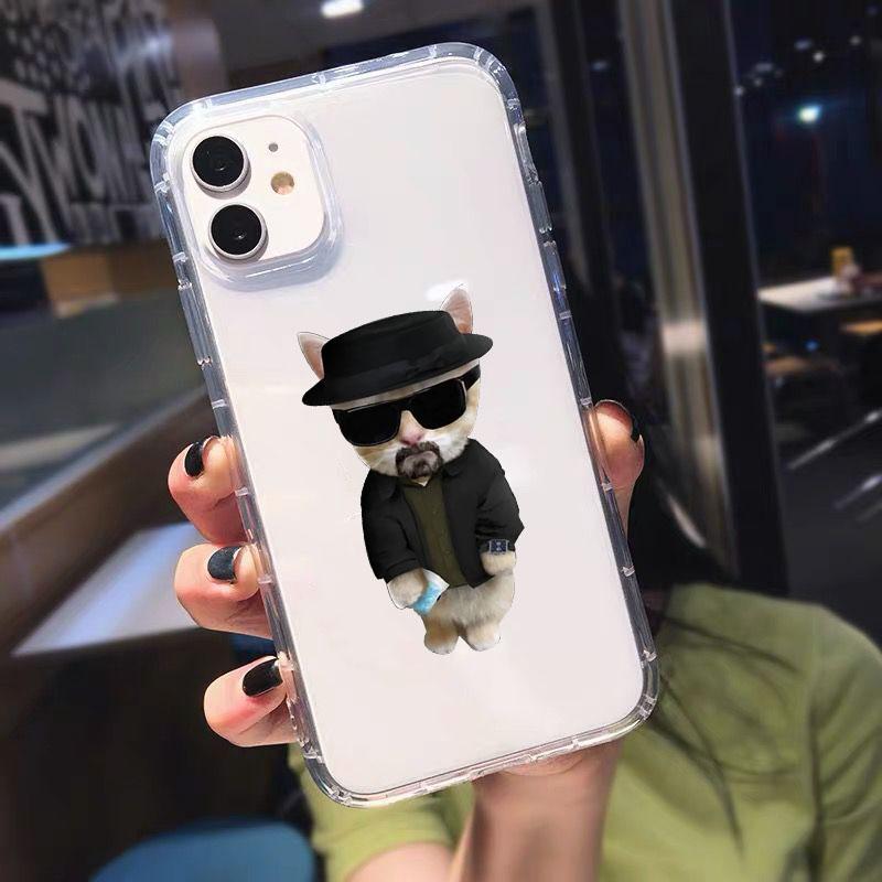 Funny Cat Clear Phone Case for IPhone 13 14 Pro 11 12 15 Pro Max XR XS X 7 8 Plus SE3 Soft Shockproof Cover