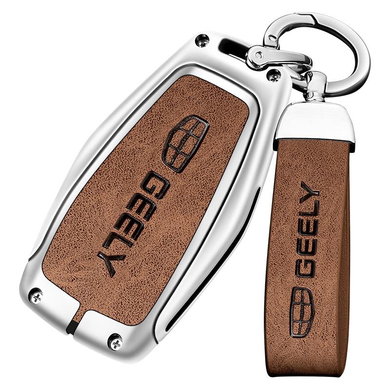 Car Key Case Cover Bag Alloy Leather for Geely Emgrand X7 EX7 Coolray Atlas Boyue GT GC9 NL3 Tugella Car Styling Accessories