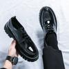 Foreign trade large size 46 patent leather glossy big head leather shoes men's British business leisure lace-up thick sole heightening tooling le