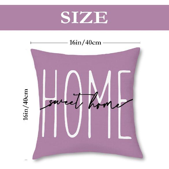 Throw Pillow Covers 16x16 Inch Set of 4,Lavender Home Sweet Purple Pillow Cases for Couch Sofa Outdoor Home Decorations