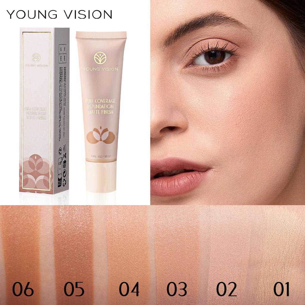 6-color Liquid Foundation, Invisible Modification of Skin Color, Foundation Cream, Concealer, Matte and Moisturizing