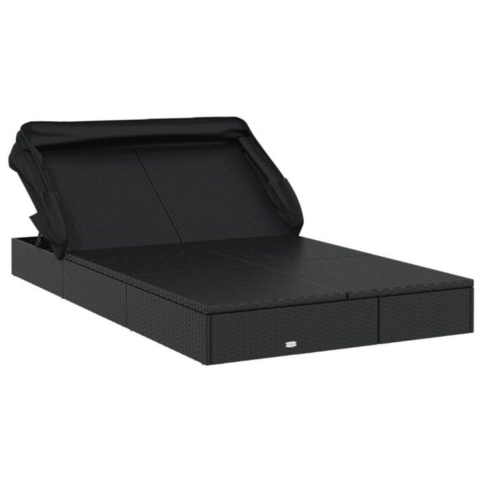 VidaXL Transat 2 places avec toit pliable noir 213x118x97 cm 319652