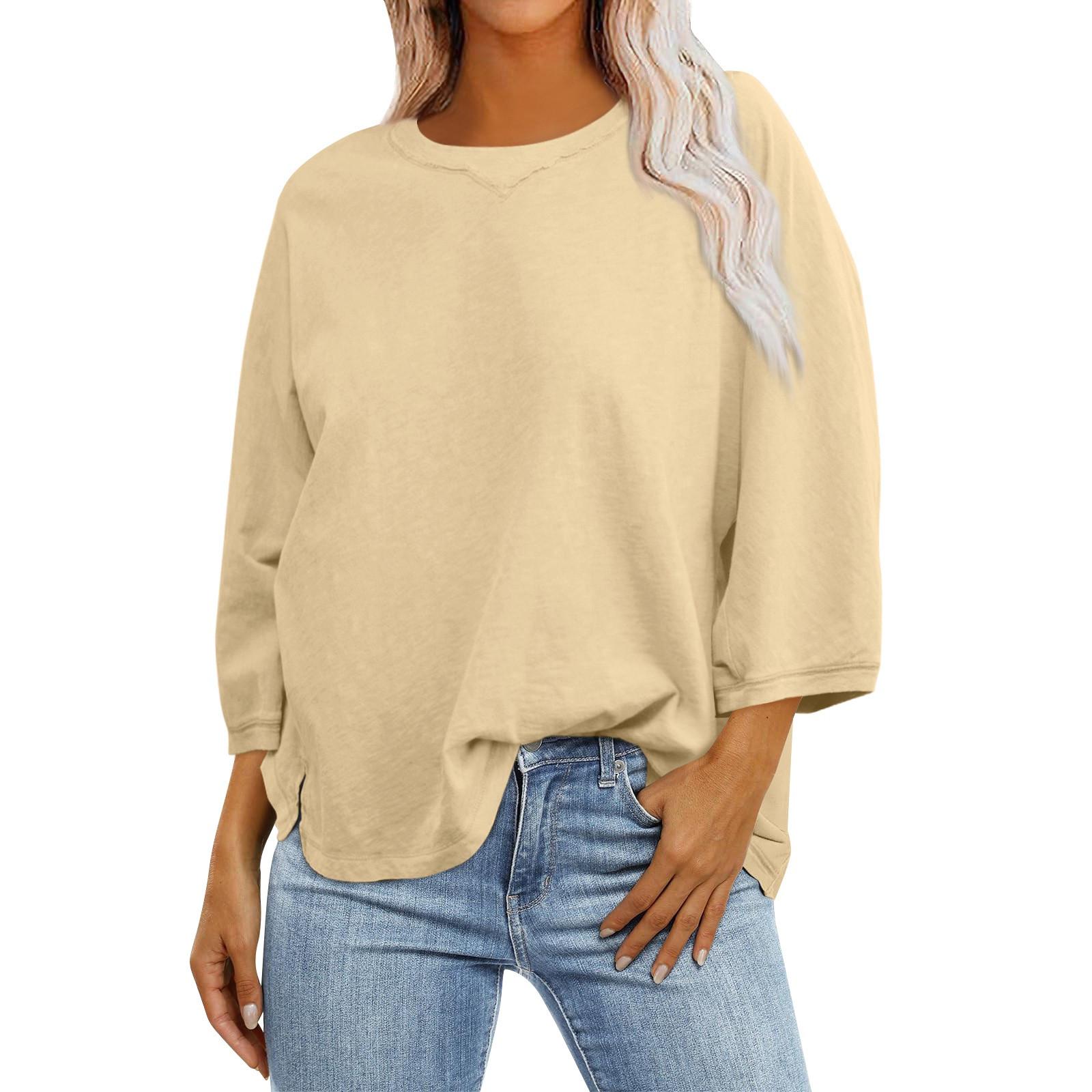 

Футболка с пышным подолом на пуговицах, повседневный топ с круглым вырезом и рукавом 3/4 с цветочным принтом, женская одежда XXL жёлтый