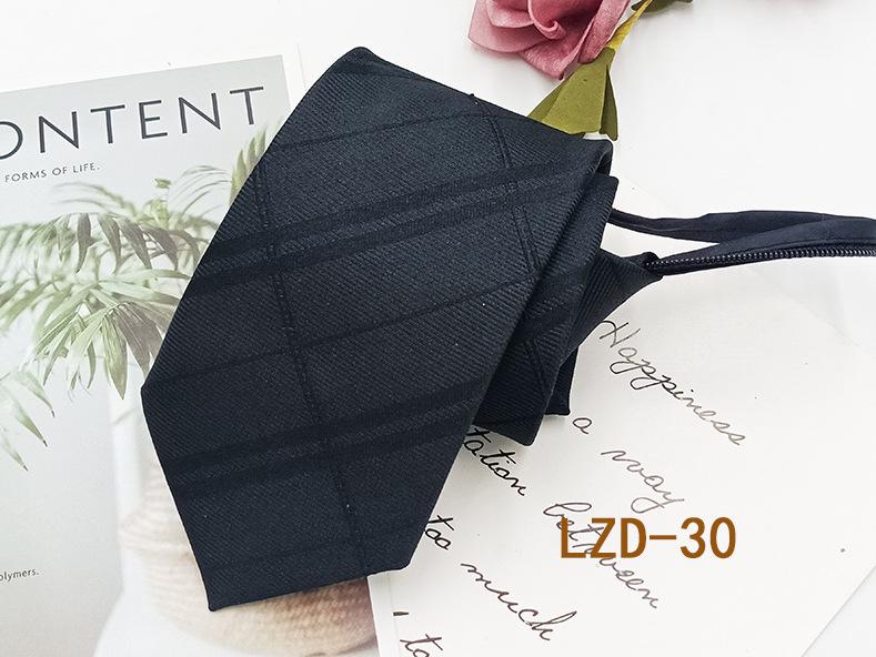 Men's Easy-Pull Knot-Free 8cm Striped Black Zipper Tie