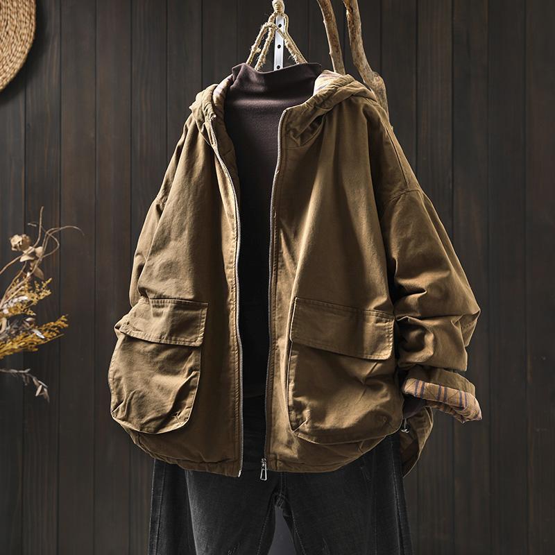 Women`s Retro Cotton Padded Hooded Jacket