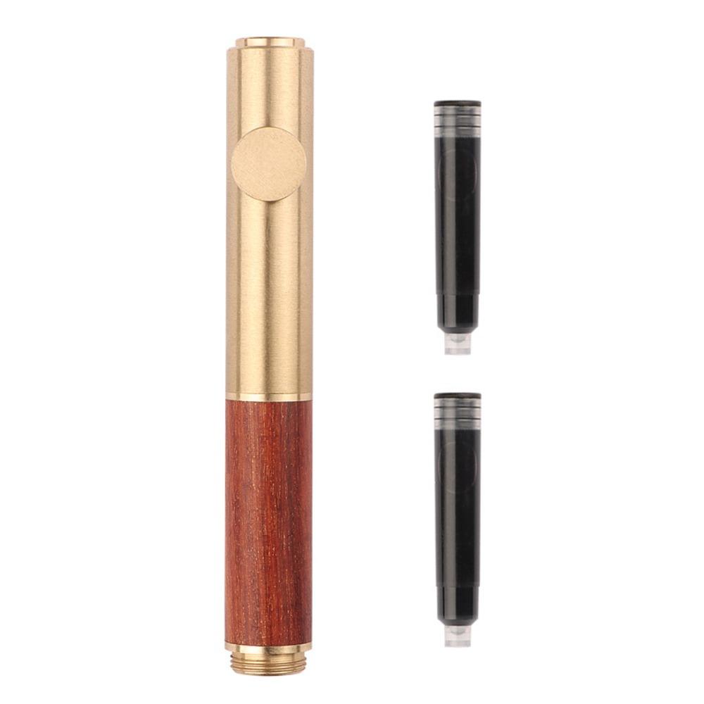 Brass Wooden Mini Fountain Pen Vintage Writing Pen Luxury Signature Pen  Students & Business 0.5mm Straight-1