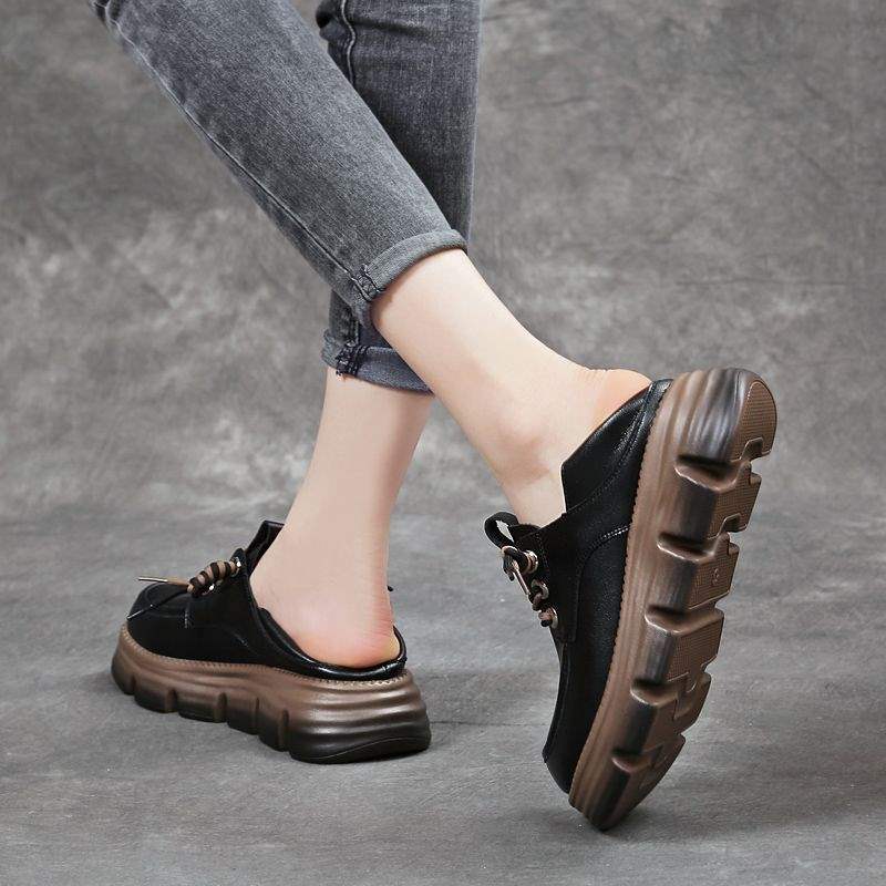 Echte weiche Leder-Loafer Damen Britischer Stil Frühling und Herbst 2025 neu dicksohlige Schnürer vielseitige weichsohlige kleine Lederschuhe