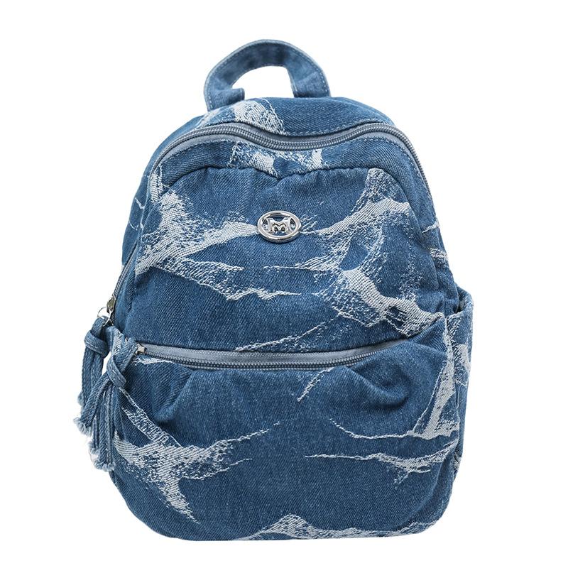 Denim Camouflage Mini Backpack Casual Fashion Women's Small Rucksack Everyday Travel Bag