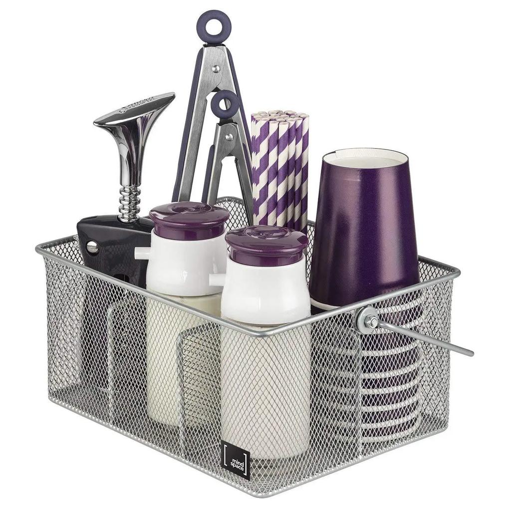 Knife and Fork Storage Basket Wrought Iron Dining Table Tableware Storage Basket Tea Restaurant Cleaning Handle Basket Organizer