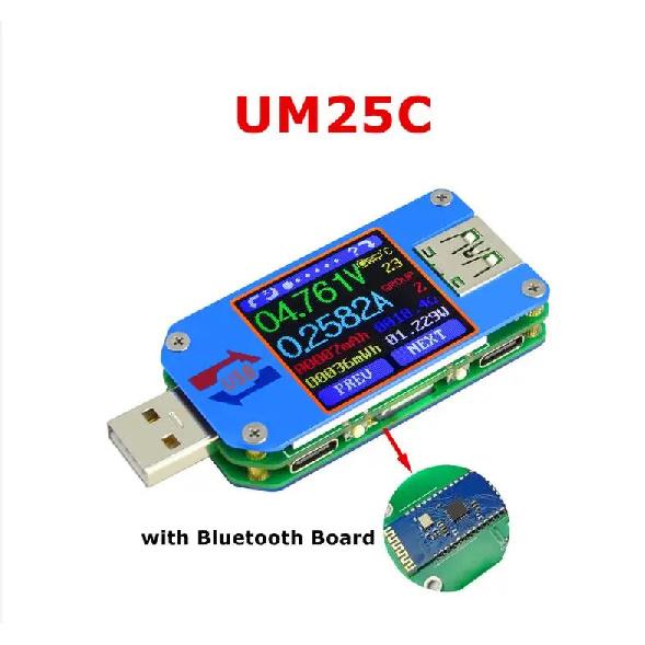 Type- C Voltmeter Ammeter UM25/25C,UM24/24C,UM34/34C Color LCD Display DC Volt Quick Charger amp ammeter Power Bank Detector
