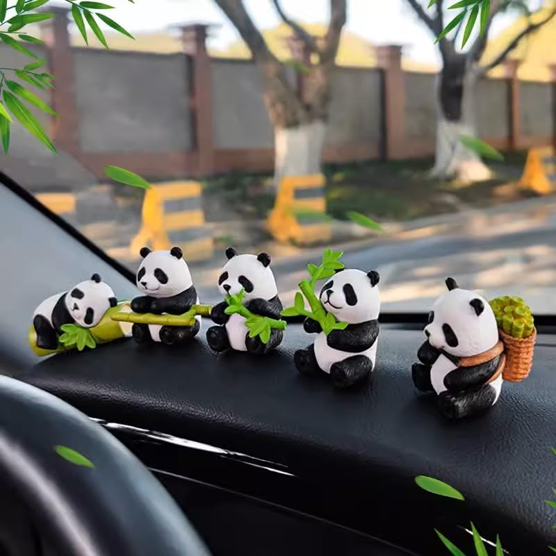Eight Panda Holding Panda Mini Animal Resin Panda Christmas Landscape Garden Funny Decorative Small Miniature Spirit Dollhouse Small Souvenir