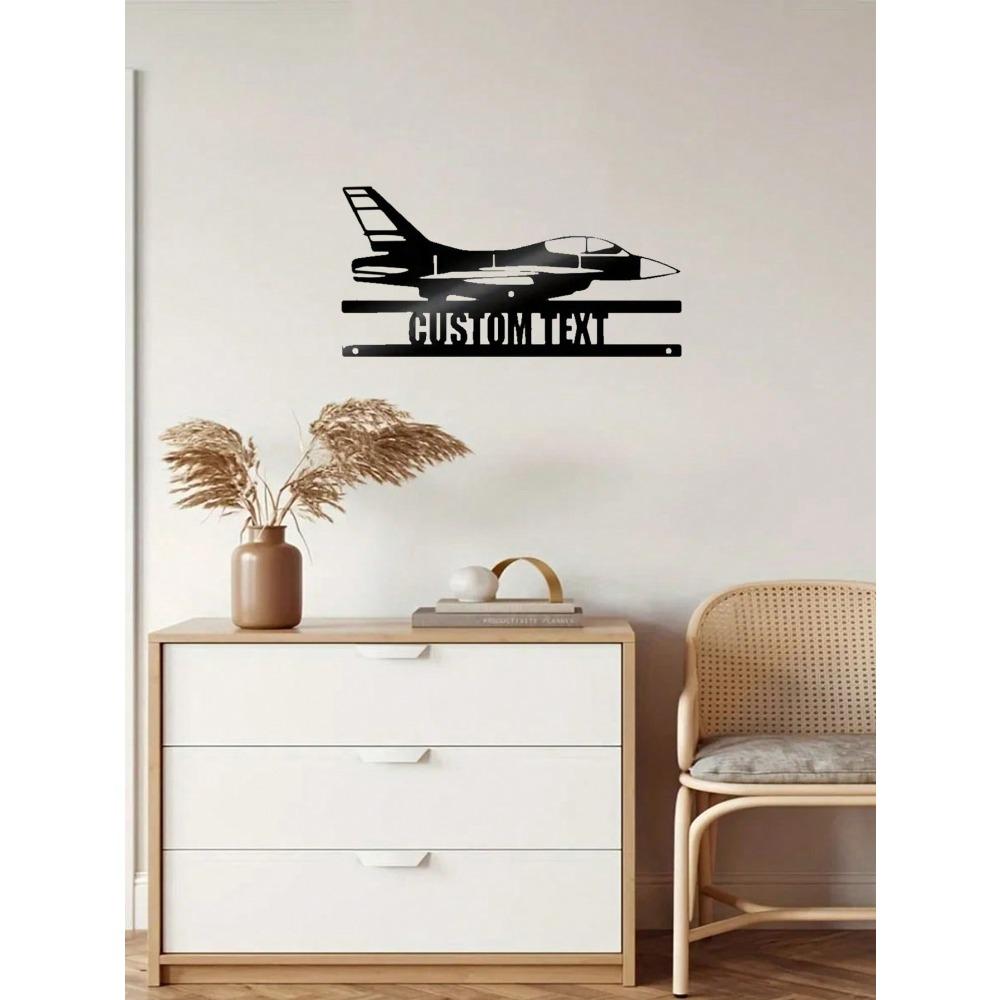 Custom Metal Fighter Jet Wall Art Personalized Name Plate for Navy Pilot Military Home Decor Aircraft Ornament