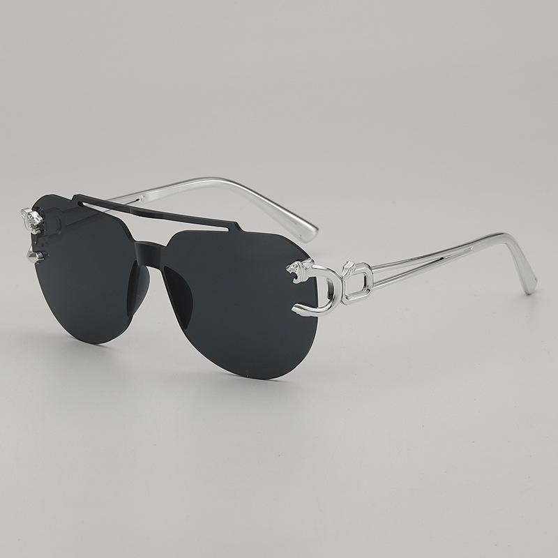 JYL TS Rimless Sunglasses With Leopard Head UV Protection Style 116
