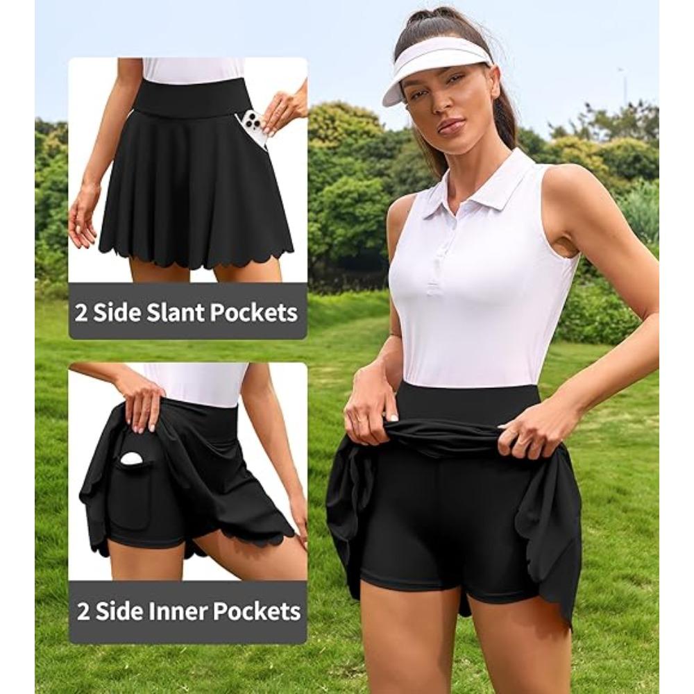 CHARMLEAKS Tennisröcke für Damen mit Shorts und Taschen Gewellter sportlicher Golf-Skort