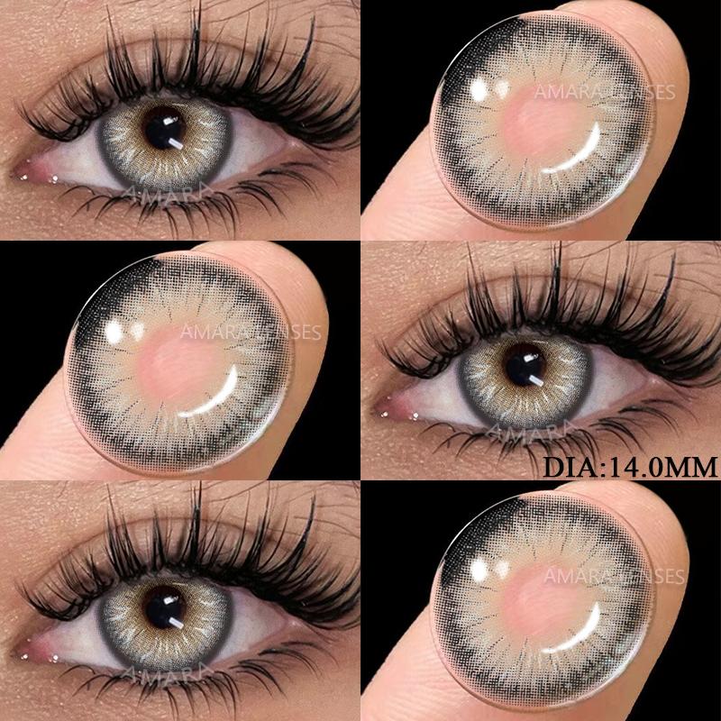 AMARA 1 Pair Natural Brown Big Eyes Contacts Cosmetics Green Eye Color Lens Gray Lenses for Woman