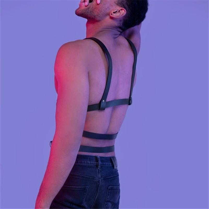 Male Pu Leather Lingerie Sexual Chest Harness Belt Men Adjustable Rave Gay Clothing  Fetish Full Body Harness Belt Strap