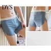Patchwork Color Shorts Briefs Men Boxer Underwear Mid-rise Logo Button Contrasting Waistband Ice Silk Quick-Drying Panties Comfortable