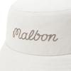 MALBON GOLF Striped Seersucker Bucket Hat Beige