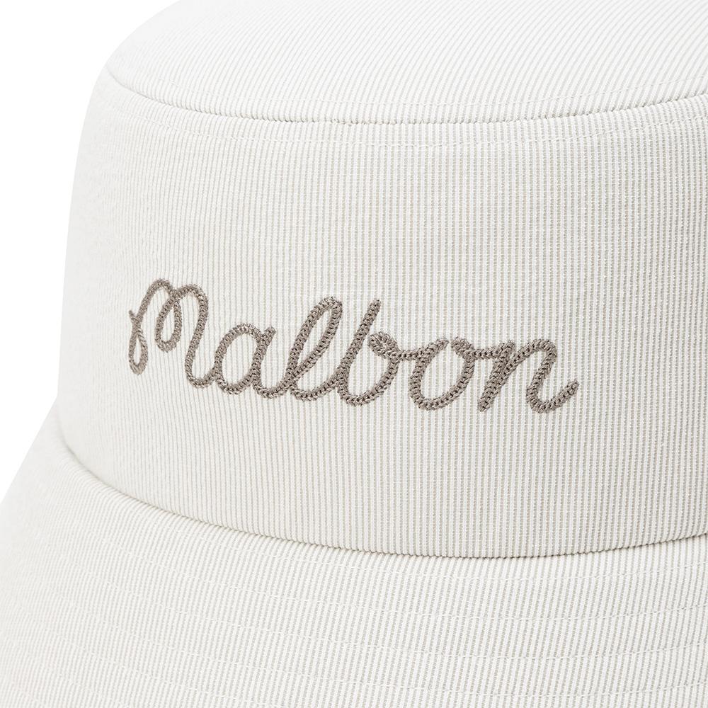 MALBON GOLF Striped Seersucker Bucket Hat Beige