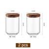 Wood Lid Glass Airtight Canister Kitchen Storage Bottles Jar Sealed Food Container Tea Coffee Beans Grains Candy Jars Containers