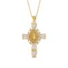 Copper Plated 18K Gold Cross Pendant Necklace with Multi-color Zircon Embellishments