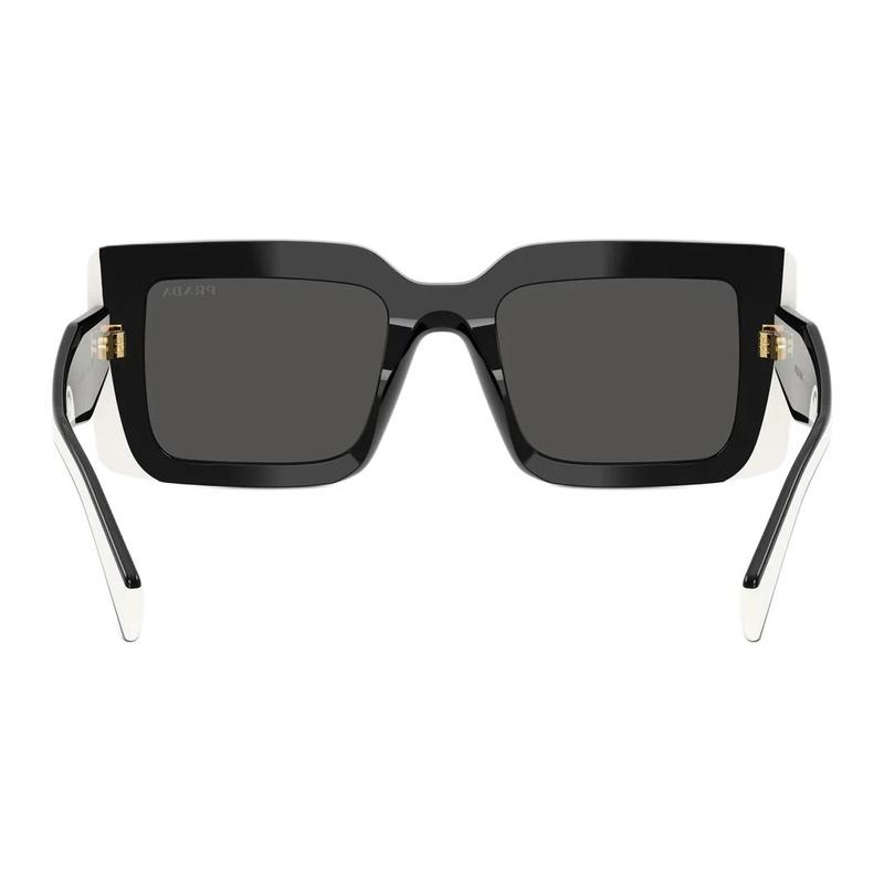 Prada Temple Logo Acetate Square Sunglasses Women's Black/White Black/white 53mm Basic Packaging-glasses Case + Packaging Box