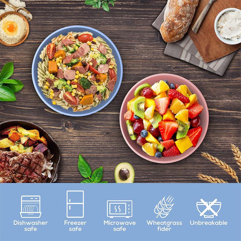 LMETJMA 4 ks nerozbitné opakovaně použitelné misky na cereálie, misky z pšeničné slámy, lehké sady misek na nudlovou polévku, svačinu, salát, ovoce JT89