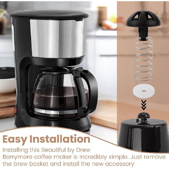 Coffee Replacement Brew Basket Spring Loaded Stopper Kits For Decker Hamilton Coffee Maker Parts and Mr. Coffee Black, Compatible with Majority 4-12