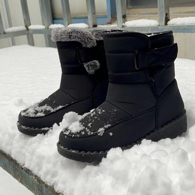2025 Mid-Calf Thermal Snow Boots for Women with Velcro Closure Outdoor Slip-Resistant Waterproof Women's Boots Thickened Sole Size 43