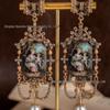Vintage French Court Style Ornate Portrait Stud Earrings