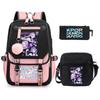 Demon Hunters Peripheral Printing Children's Fashion Backpack Cross-border Large Capacity Primary and Secondary School Student Leisure School Bag Set