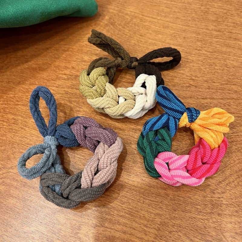 10Pcs High End Rubber Band Women's Woven Bow Headband Head Tie High Elasticity Headband Rubber Band Headband Hair Accessory