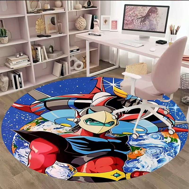 1pc UFO Robot Grendizer7 Print Round Carpet Chair Round Carpet Suitable for Bedroom Living Room Home Decorative Carpet