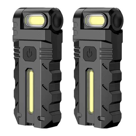 1/2/3Pcs 180 Degrees Rotating Head Flashlight Magnetic Dual Beam LED Work Light USB Rechargeable Pocket-Size Outdoor Camping EDC Lamp