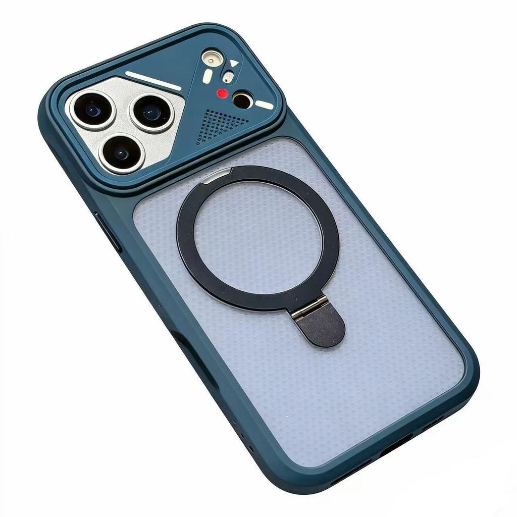 Magnetic Suction Bracket Is Suitable for Apple 17promax Mobile Phone Case 15 Mecha Frame iPhone16 Matte AI Button Case.