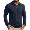 Men's Long Sleeve Turn Down Collar Polos Business Casual Solid Color Pull On Polo Shirts Men Classic Style Tees Tops