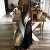 Women Plus Size V Neck Short Sleeve Abstract Printed Straight Maxi Dress