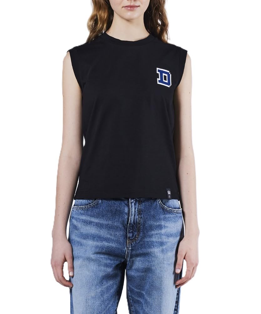 

Double Standard Clothing D Logo Block Sleeveless Black Top, 0208-000-252, Women s, чёрный