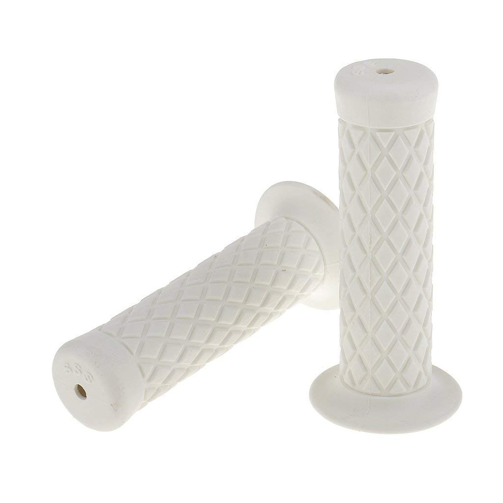 HANSWD 22mm Motorcycle Rubber Handle Grips Left and Right Set of 2 Corrosion Resistant Low Temperature (White)