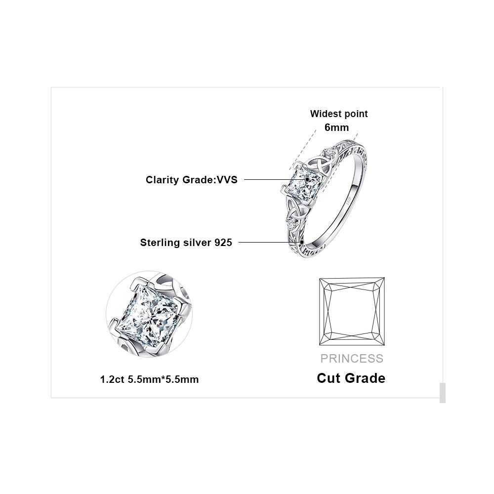 JewelryPalace 925 Silver Engagement Ring for Woman Celtic 5A CZ Simulated Diamond Ring