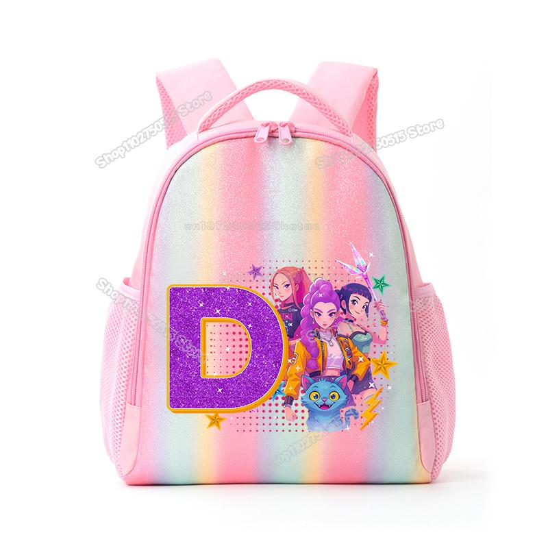 Perfect KPop Demon Hunters Letter A-Z Rainbow Backpack Rumi Mira Zoey Student School Backpack Anime Movie Women Girl Travel Rucksack