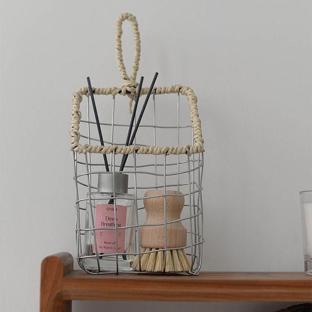 Nordic Kitchen Wall Organizer Metal Cabinet Storage Basket Small Stuff Snacks Support