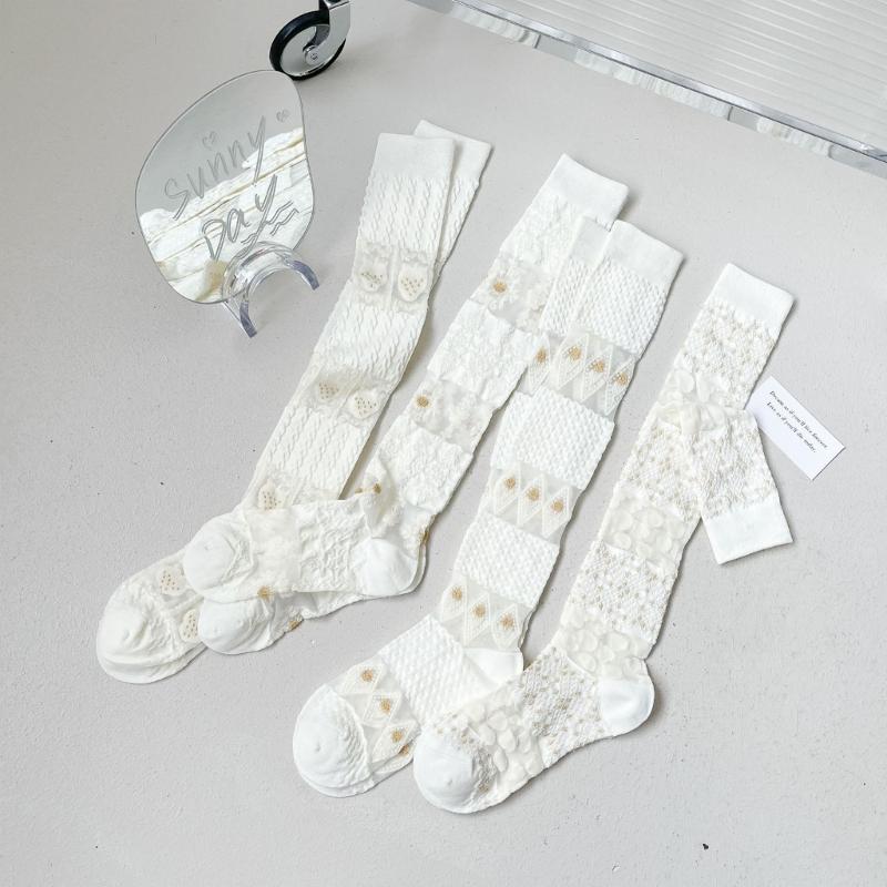 Womens Knee High Stocking Lace Top Stockings Silky Stocking Tights for Womens Girls Knee High Lace Mesh Socks