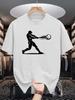 Unisex Crew Neck Tee Baseball Swing Player Sport Graphic Print Soft Cotton Loose Breathable Short Sleeve Summer Casual Street Tops