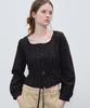 Peulibeo07 Ribbon Shirring Crop Blouse_Black