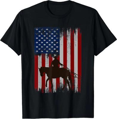 Horse Riding American Flag Rodeo Gift Tee Unisex T-Shirt