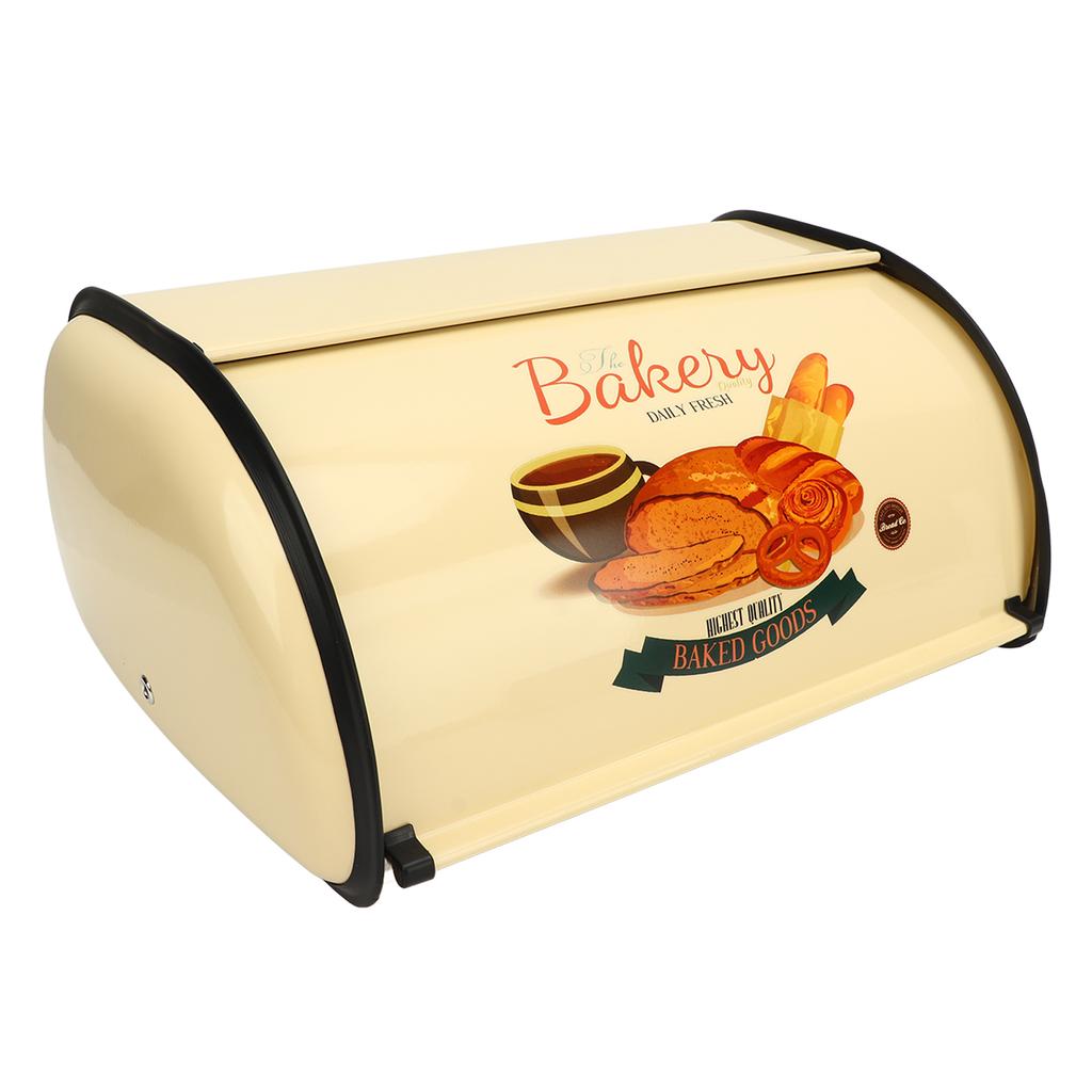 Metal Bread Box Champagne Color Small Drum Type Metal Bread Bin for Kitchen Countertop