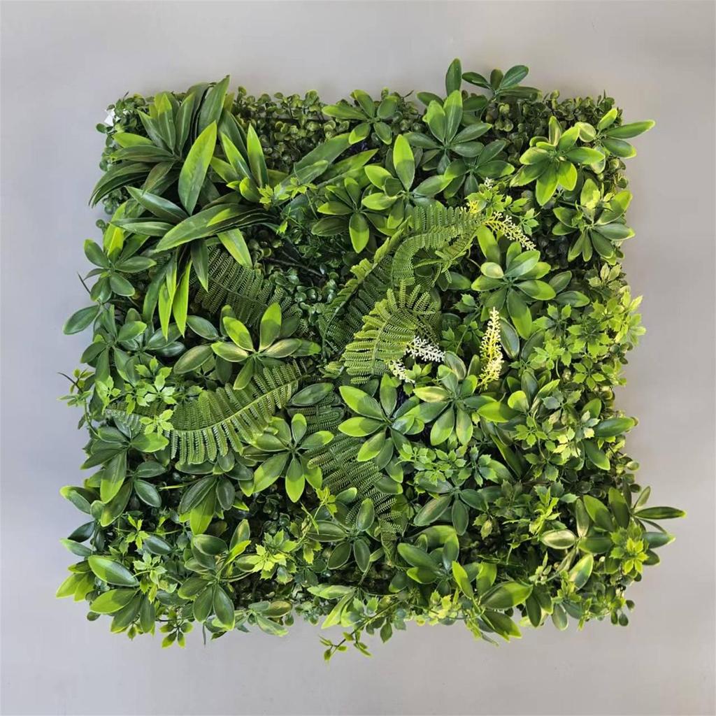 50×50cm Artificial Green Plant Wall - Plastic Vertical Garden, Fake Flower Wall, Synthetic Turf Background