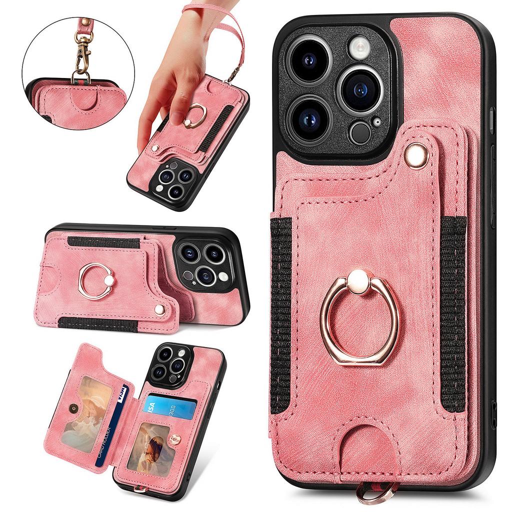 Anti-theft Wallet Finger Ring Holder Magnetic Flip Leather Case For iPhone 15 14Plus 13 12 11Pro XSMax /Samsung S23 S22 S21 S20 Ultra Plus A14 A54 A53