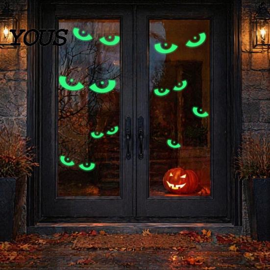 Waterproof Secret Room Wall Decor Halloween Glow In The Dark Stickers, Luminous Ghost Hand And Bat Glowing Eyes for Party Decals, Horror Theme